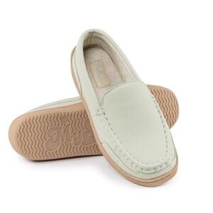 My Slippers All Season Slipper Womens 9 W Mint Green Leather Moccasin Cushioned